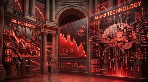 Wall Street cierra en rojo tras semana volátil por petróleo e IA